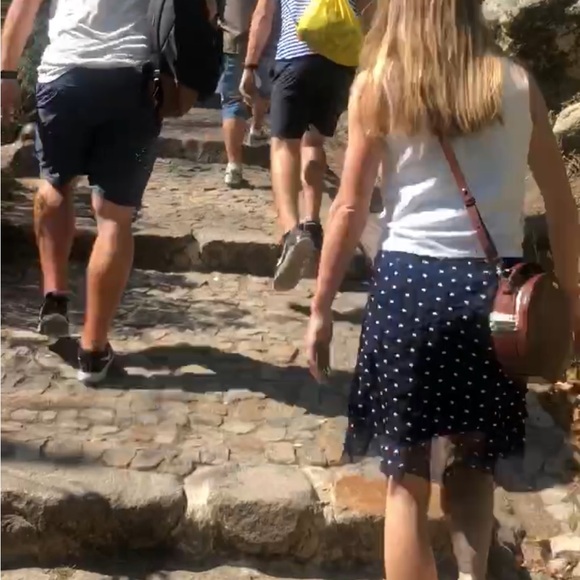 ANTHROPOLOGIE Ruffle Mini Skirt- Navy & White Polka Dots - Picture 3 of 4